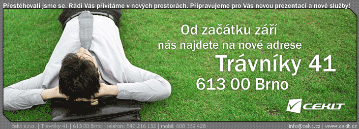 Od za��tku z��� n�s najdete na nov� adrese Tr�vn�ky 41, 613 00 Brno